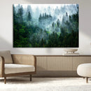 Misty Forest Wall Art Canvas Print – Framed Foggy Mountain