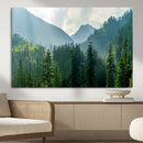 Misty Forest Mountain Wall Art Canvas Print – Framed Serene