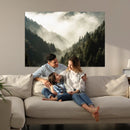 Misty Valley Wall Art Canvas Print – Foggy Forest Pine Trees