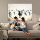 Texas Longhorn Wall Art Canvas Print – Rustic Western Bull
