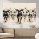 Texas Longhorn Wall Art – Framed Cattle Walking Canvas by MyGreatCanvas | Canvas Wall Art Prints | Photo Prints & Wall Decor