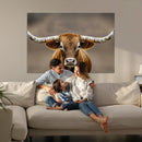 Texas Longhorn Wall Art Canvas Print – Brown Bull Rustic