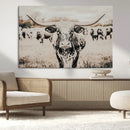 Texas Longhorn Wall Art Canvas Print – Framed Speckled Bull