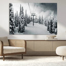 Snowy Pines Wall Art Canvas Print – Framed Ski Lift Winter