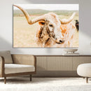 Texas Longhorn Wall Art Canvas Print – Framed Spotted Cow