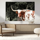 Texas Longhorn Wall Art Canvas Print – Framed Spotted Bull by MyGreatCanvas | Canvas Wall Art Prints | Photo Prints & Wall Decor