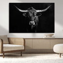 Texas Longhorn Wall Art Canvas Print – Framed Monochrome by MyGreatCanvas | Canvas Wall Art Prints | Photo Prints & Wall Decor