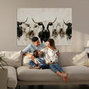Longhorn Cattle Wall Art Canvas Print – Framed Bison Herd