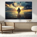 Jesus Walks Wall Art Canvas Print – Framed Divine Sunset by MyGreatCanvas | Canvas Wall Art Prints | Photo Prints & Wall Decor
