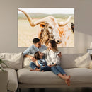 Texas Longhorn Wall Art Canvas Print – Framed Speckled Cow