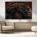 Dark Wood Ring Wall Art Canvas Print – Framed Abstract Tree