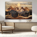 Wood Mountain Wall Art Canvas Print – Framed Boho Abstract