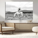 White Horse Wall Art Canvas Print – Framed Woman Rider