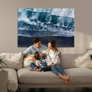 Black Beach Wall Art Canvas Print – Framed Aerial Ocean View