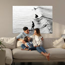 Surfers on Waves Wall Art Canvas Print – Framed Black and