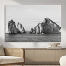Coastal Wall Art – Framed Black White Ocean Canvas Artwork,