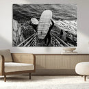 Black White Surfing Wall Art Canvas Print – Framed Coastal by MyGreatCanvas | Canvas Wall Art Prints | Photo Prints & Wall Decor