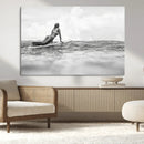 Black and White Surfing Wall Art Canvas Print – Framed Ocean by MyGreatCanvas | Canvas Wall Art Prints | Photo Prints & Wall Decor