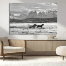 Wild Horses Wall Art Canvas Print – Framed Black and White by MyGreatCanvas | Canvas Wall Art Prints | Photo Prints & Wall Decor