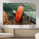 Surfer Stairway Wall Art – Framed Ocean Surf Canvas Artwork, by MyGreatCanvas | Canvas Wall Art Prints | Photo Prints & Wall Decor