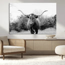 Western Longhorn Wall Art Canvas Print – Framed Rustic Cow by MyGreatCanvas | Canvas Wall Art Prints | Photo Prints & Wall Decor