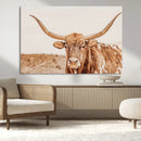 Longhorn Bull Wall Art Canvas Print – Framed Western Cow