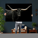 Texas Longhorn Wall Art Canvas Print – Framed Rustic Western