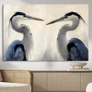 Blue Heron Pair Wall Art Canvas Print – Framed Coastal Bird