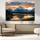 Mountain Sunset Wall Art Canvas Print – Framed Alpine