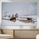 Bison Wildlife Wall Art Canvas Print – Framed Snowy Prairie