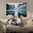 Mountain Lake Wall Art Canvas Print – Snowy Peaks Winter