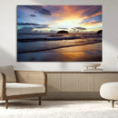 Beach Sunset Wall Art Canvas Print – Framed Ocean Waves Art by MyGreatCanvas | Canvas Wall Art Prints | Photo Prints & Wall Decor