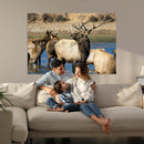 Wild Elk Wall Art Canvas Print – Framed Neutral Wildlife