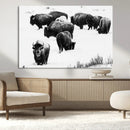 Buffalo Herd Wall Art Canvas Print – Framed Black and White by MyGreatCanvas | Canvas Wall Art Prints | Photo Prints & Wall Decor