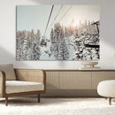 Frosty Pines Wall Art Canvas Print – Framed Cozy Cabin Ski