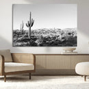 Saguaro Cactus Wall Art Canvas Print – Framed Monochrome
