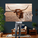 Texas Longhorn Cow Canvas Wall Art, Majestic Bull and Rustic by MyGreatCanvas | Canvas Wall Art Prints | Photo Prints & Wall Decor