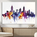 Atlanta Skyline Wall Art Canvas Print – Framed Colorful