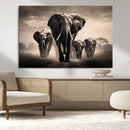 Elephant Family Wall Art Canvas Print, Framed Elephant Wall