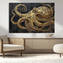 Octopus Wall Art Canvas Print – Gold Detail Wooden Marine by MyGreatCanvas | Canvas Wall Art Prints | Photo Prints & Wall Decor