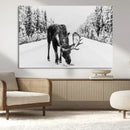 Moose Wall Art Canvas Print – Winter Snowy Forest Antlers by MyGreatCanvas | Canvas Wall Art Prints | Photo Prints & Wall Decor
