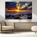 Sunset Ocean Wall Art Canvas Print – Waves Rocky Shore by MyGreatCanvas | Canvas Wall Art Prints | Photo Prints & Wall Decor