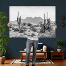 Black White Arizona Desert Canvas Wall Art Cactus Farmhouse