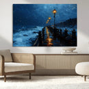 Dark Stormy Pier Wall Art Canvas Print, Moody Ocean Night by MyGreatCanvas | Canvas Wall Art Prints | Photo Prints & Wall Decor