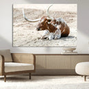 Majestic Longhorn Wall Art Canvas Print – Resting on Sunlit by MyGreatCanvas | Canvas Wall Art Prints | Photo Prints & Wall Decor
