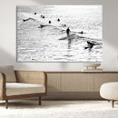 Black White Surfers Wall Art Canvas Print – Riding Gentle by MyGreatCanvas | Canvas Wall Art Prints | Photo Prints & Wall Decor