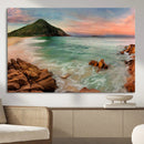 Stunning Coastal Landscape with Rocky Shore and Green Hills by MyGreatCanvas | Canvas Wall Art Prints | Photo Prints & Wall Decor