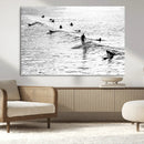 Black White Surfing Wall Art Canvas Print – Framed Artistic by MyGreatCanvas | Canvas Wall Art Prints | Photo Prints & Wall Decor