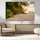 Tropical Beach Sunset Palm Trees White Sand Ocean Waves by MyGreatCanvas | Canvas Wall Art Prints | Photo Prints & Wall Decor