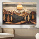 Wooden Mountain Layers Art – Rustic Pine Tree Landscape by MyGreatCanvas | Canvas Wall Art Prints | Photo Prints & Wall Decor